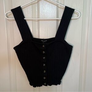 Billabong Black Button Down Ribbed Tank